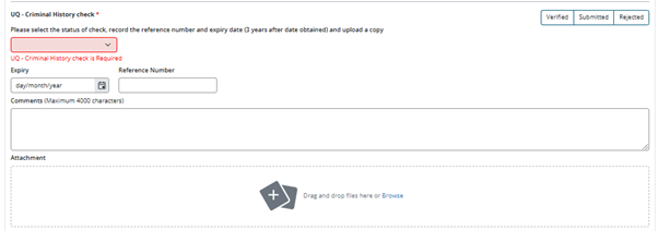 Screenshot of National Police Certificate upload screen in InPlace
