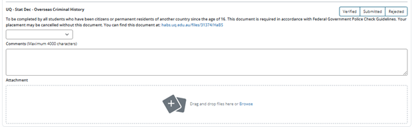 Screenshot of the statutory declaration upload function in InPlace