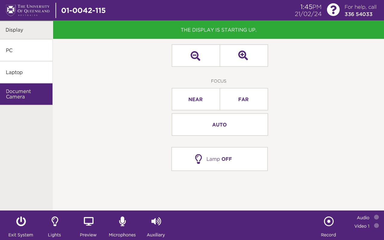 Touch screen interface for controlling document cameras