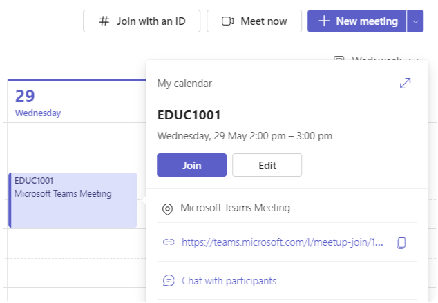Screenshot of MS Teams window
