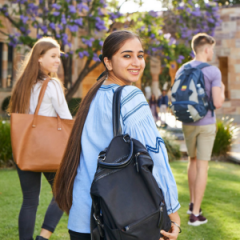 Student looking back over shoulder